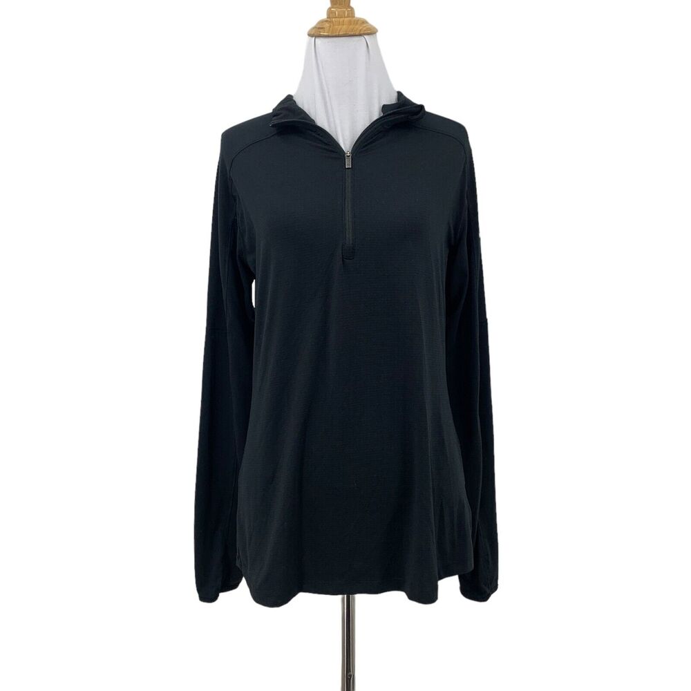 Columbia Performance Sweatshirt Womens M Black Pullover Thumbholes Omni Wick Top